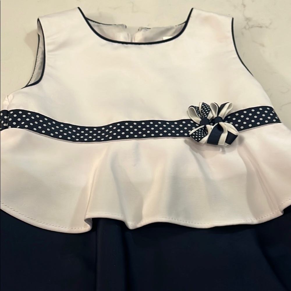 Dorissa Blue and White Sleeveless A-Line Dress - Picture 9 of 9